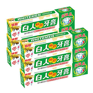 白人 蜂膠牙膏130g送牙刷(6入)