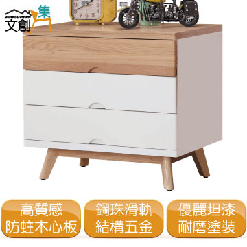 (幸福光影) 木紋雙色2.5尺三抽展示櫃/收納櫃