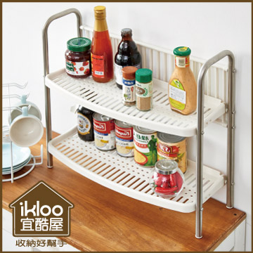 【ikloo】不鏽鋼廚房瓶罐架(附檔片)